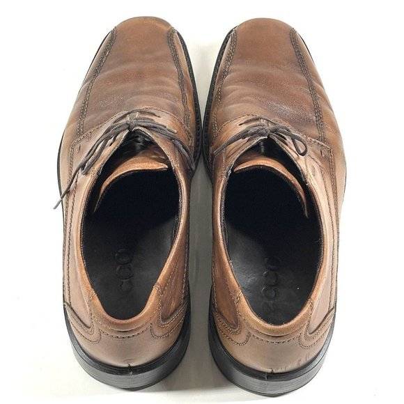ECCO Men's Helsinki Brown‎ Leather Lace Up Square Toe Oxford 12-12.5 US / EUR 46 - Picture 8 of 14